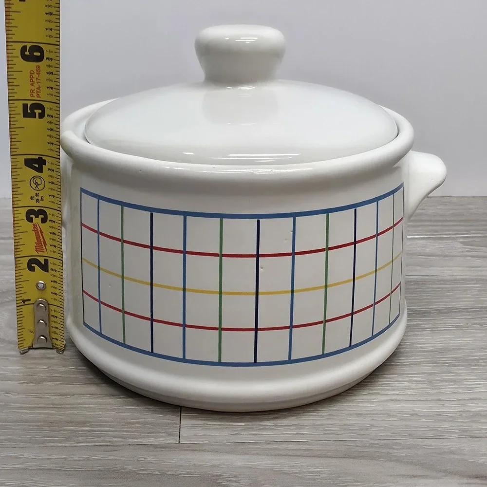 Mt Clemens Pottery Mardi Gras Collection Ceramic Canister Crock White Vintage